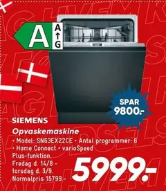 Siemens - Opvaskemaskine SN63EX22CE