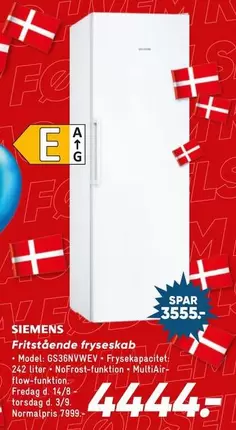Siemens - Fritstående fryseskab