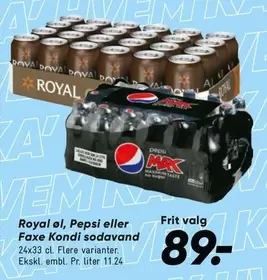 Pepsi - Royal, eller Faxe Kondi sodavand