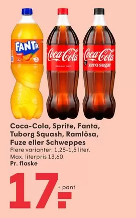 Coca Cola - Coca-Cola, Sprite, Fanta, Tuborg Squash, Raml
sa, Fuze eller Schweppes