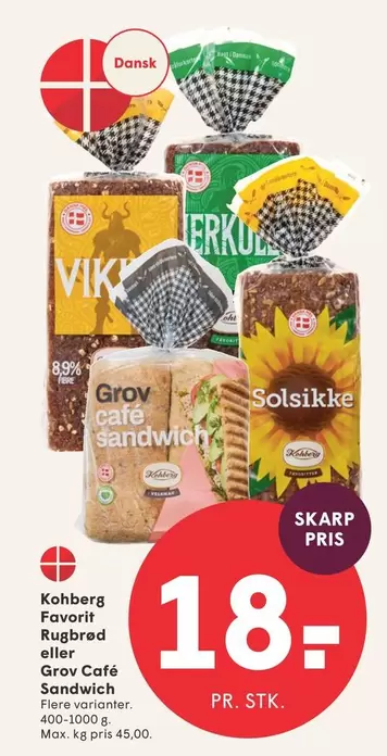 Grov Café Sandwich eller Favorit Rugbrød