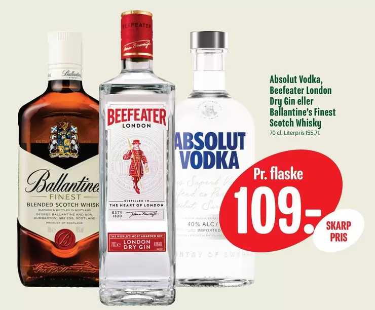 Vodka, London Dry Gin or Scotch Whisky