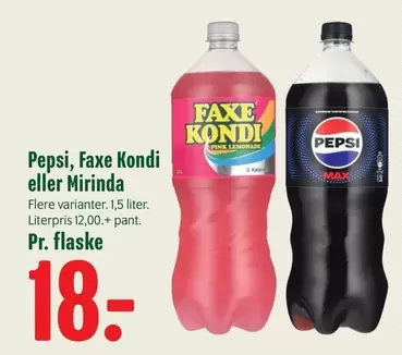 Pepsi - , Faxe Kondi eller Mirinda