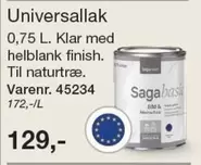Universallak 0,75 L. Klar med helblank finish. Varenr. 45234