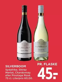 Sydafrika, Shiraz Merlot, Chardonnay eller Pinotage Ros
75 cl. Literpris 60,00