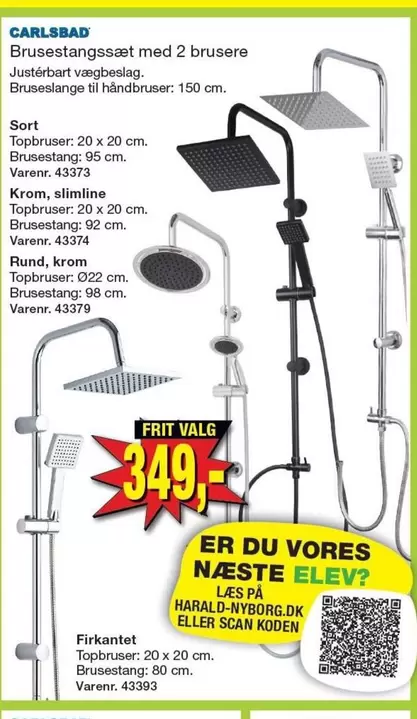 Brusestangssæt med 2 brusere
