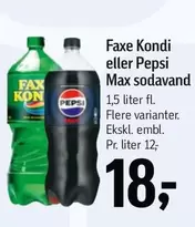 Pepsi - Faxe Kondi eller Max sodavand