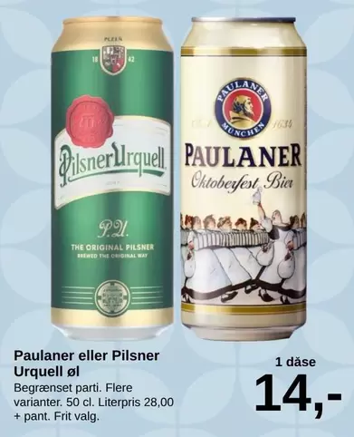 Paulaner eller Pilsner Urquell øl
