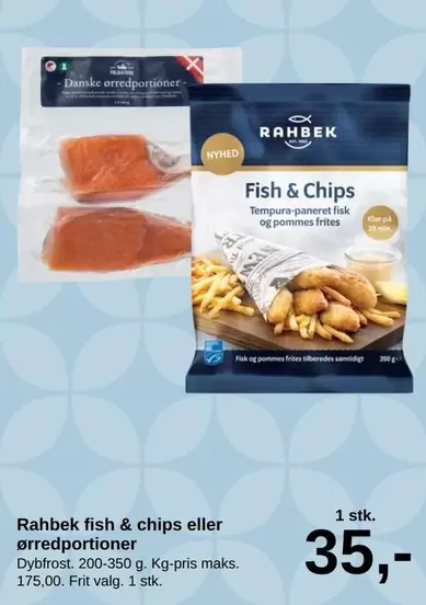 fish & chips eller ørredportioner