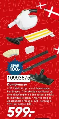 Den - Damprenser SC 1 Multi & Up - 4-i-1 dampmoppe