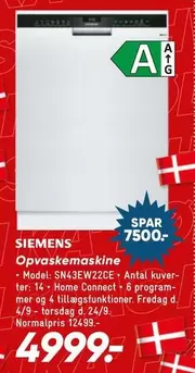 Siemens - Opvaskemaskine SN43EW22CE
