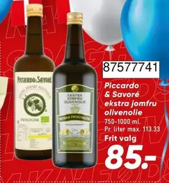 Piccardo & Savor
ektra jomfru olivenolie