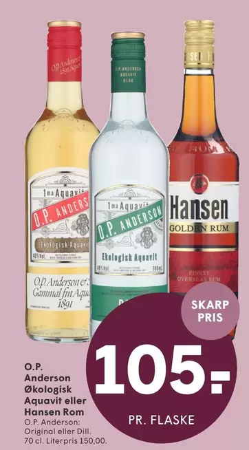Økologisk Aquavit eller Hansen Rom
