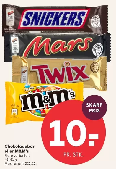 Chokoladebar eller M&M's