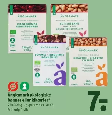 Økologiske bønner eller kikærter