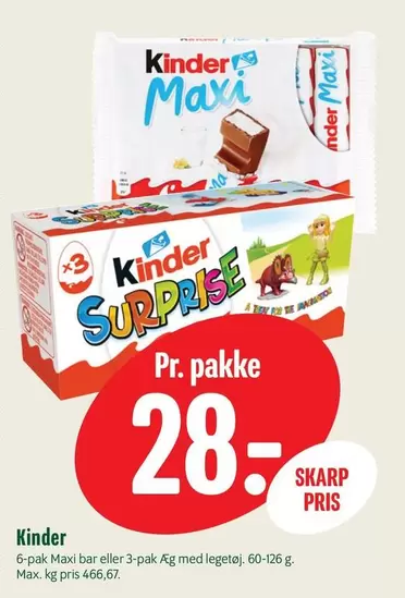 Kinder - Maxi bar or Surprise with toy