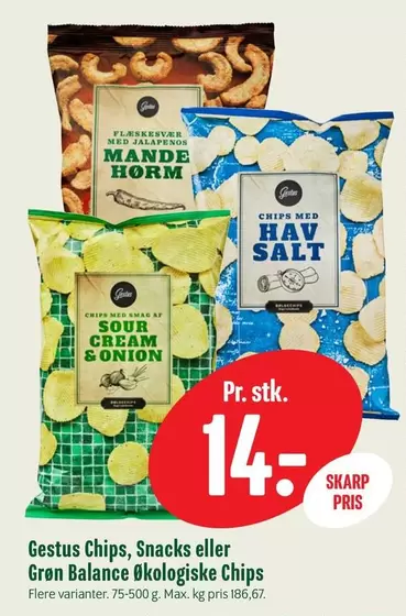 Gestus Chips, Snacks eller Grøn Balance Økologiske Chips