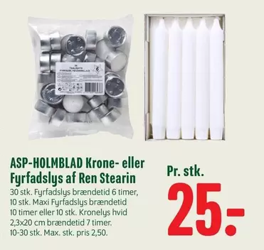 ASP-HOLMBLAD Krone- eller Fyrfadslys af Ren Stearin