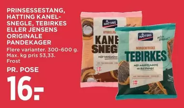 PRINSESSESSTANG, KANEL-SNEGLE, TEBIRKES ELLER JENSENS ORIGINALE PANDEKAGER
