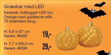 Keramik - Græskar med LED