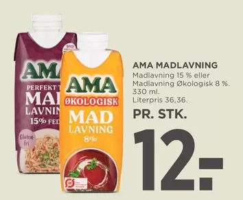 Madlavning 15 % eller Madlavning Økologisk 8 %
