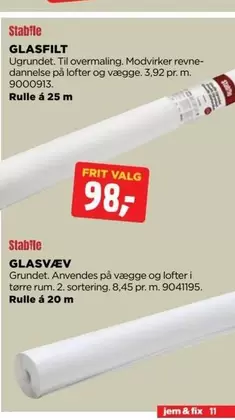 Glasfilt, 9000913, Rulle á 25 m