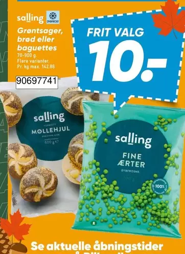 Grøntsager, brød eller baguettes 10-900g