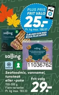 Seafoodmix, vannamei, tunsteak eller -poke