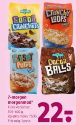 Cocoa Crunchers, Crunchy Loops, Crispy Puffs, Cocoa Balls