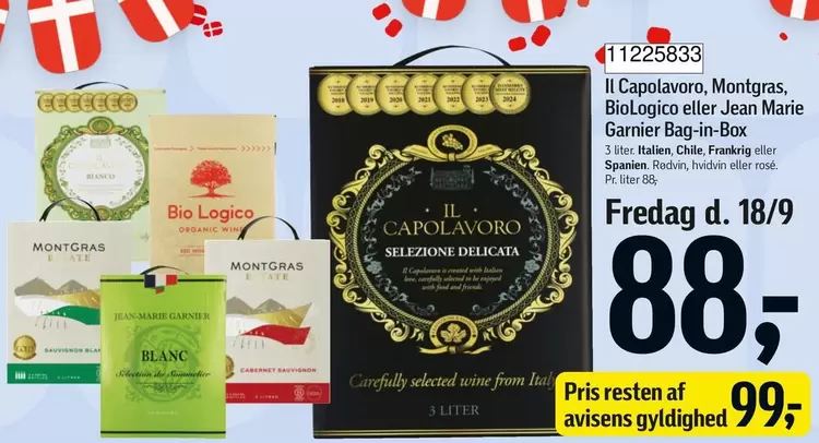 Bio - Il Capolavoro, Montgras, logico eller Jean Marie Garnier Bag-in-Box