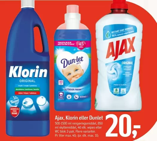 Ajax, Klorin eller Dunlet Rengøringsmiddel