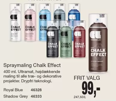Spraymaling Chalk Effect 400 ml. Royal Blue 46328, Shadow Grey 46333