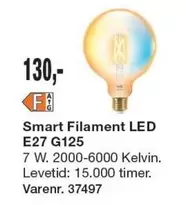 Smart Filament LED E27 G125 Varenr. 37497