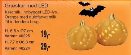 Keramik - Græskar med LED