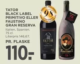 BLACK LABEL PRIMITIVO OLLER FAUSTINO GRAN RESERVA