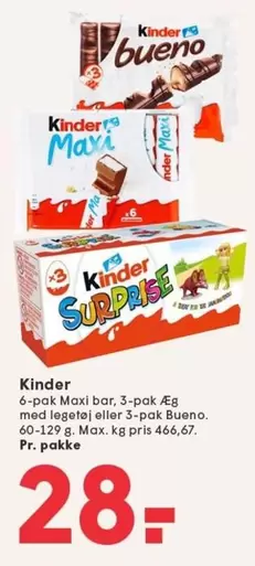 Kinder - Maxi bar, 3-pak Æg med legete eller 3-pak Bueno