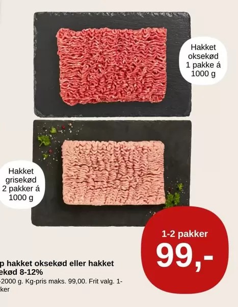 Hakket oksekød eller hakket grisekød