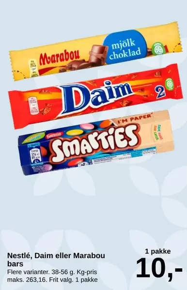 Marabou - Nestlé, Daim eller  bars