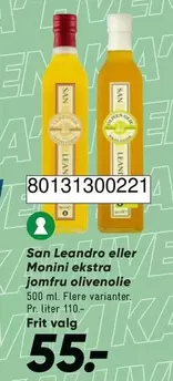 San Leandro eller Monini ekstra jomfru olivenolie