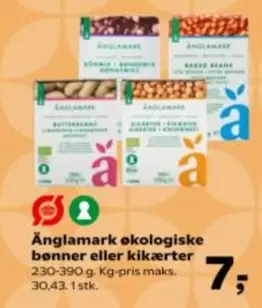 økologiske bønner eller kikærter