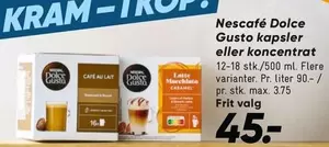 Dolce Gusto kapsler eller konsentrat