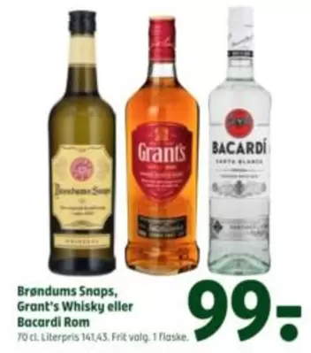 Brændums Snaps, Grant's Whisky eller Bacardi Rom