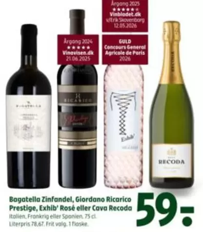 Zinfandel - Bagatella , Giordano Ricarico Prestige, Exhih' Rosé eller Cava Recoda