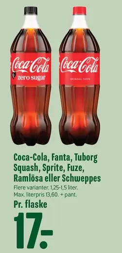Coca Cola - Coca-Cola, Fanta, Tuborg Squash, Sprite, Fuze, Ramlösa eller Schweppes