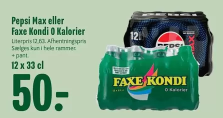 Pepsi -  Max eller Faxe Kondi 0 Kalorier