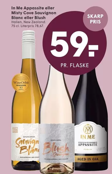 In Me Appassite eller Misty Cove Sauvignon Blanc eller Blush