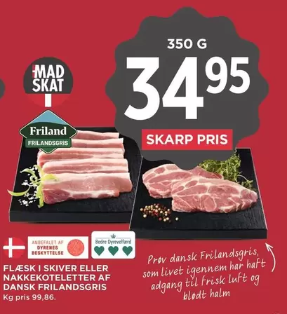Flæsk i skiver eller nakkekoteletter