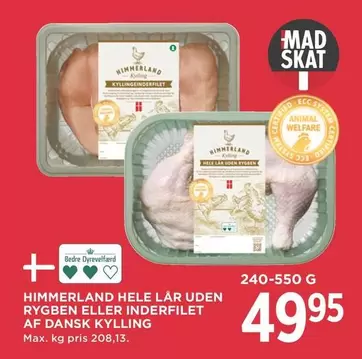 Hele lår uden rygben eller inderfilet af dansk kylling