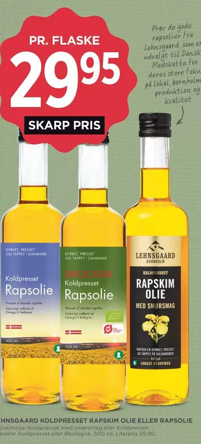 Koldpresset rapsolie eller rapskimolie