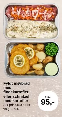 Fyldt mørbrad med flødekartofler eller schnitzel med kartofler